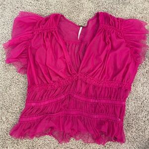 Free People making me smile ruched mesh top
